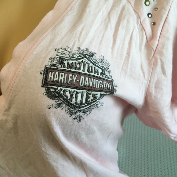 HARLEY DAVIDSON SOFT V-NECK PINK SHIRT SIZE WOMAN XL - Picture 1 of 6
